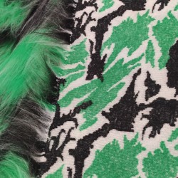Emerald White Black Multicoloured Faux Fur Fabric - AC 356 / YF54