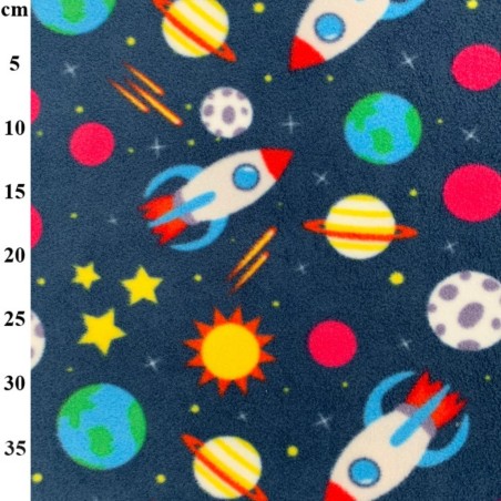 Navy Space Print Premium Anti-Pill Polar Fleece Designs Fabric