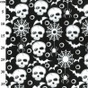 Black Skulls & Bats - Halloween Theme Polycotton Fabric Material - 110cm Wide