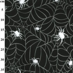Black Spiderweb - Halloween Theme Polycotton Fabric Material - 110cm Wide