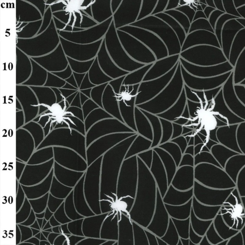 Black Spiderweb - Halloween Theme Polycotton Fabric Material - 110cm Wide
