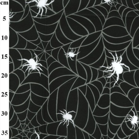 Black Spiderweb - Halloween Theme Polycotton Fabric Material - 110cm Wide