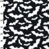 Black With White Bats - Halloween Theme Polycotton Fabric Material - 110cm Wide