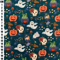 Halloween Witch - Halloween Theme Polycotton Fabric Material - 110cm Wide