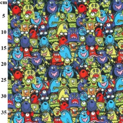 Kids Monsters - Halloween Theme Polycotton Fabric Material - 110cm Wide