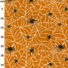 Orange Spiderweb - Halloween Theme Polycotton Fabric Material - 110cm Wide