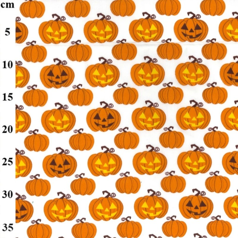 Pumpkin Pattern - Halloween Theme Polycotton Fabric Material - 110cm Wide