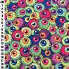 Rainbow Eyeballs - Halloween Theme Polycotton Fabric Material - 110cm Wide