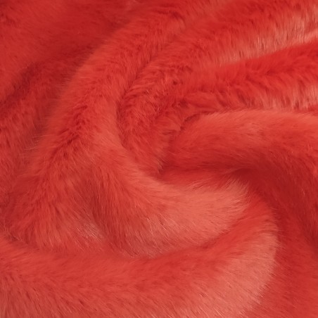 Super Deluxe Luxury Faux Fur Fabric Material - Salmon Pink / Red