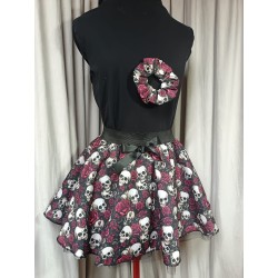 Adults Small Handmade Day of the Dead Tutu With Black Netting & Matching Scrunchie