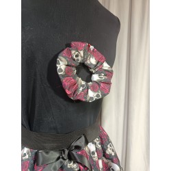 Adults Small Handmade Day of the Dead Tutu With Black Netting & Matching Scrunchie
