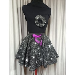 Adults Small Handmade Black Spiderweb Tutu With Black Netting & Matching Scrunchie