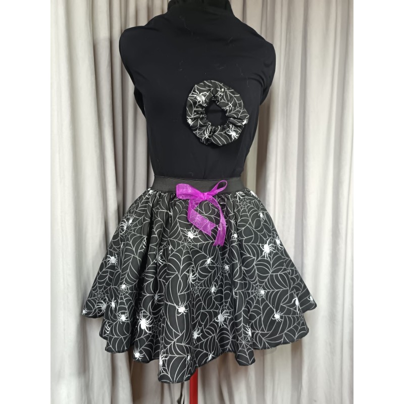 Adults Small Handmade Black Spiderweb Tutu With Black Netting & Matching Scrunchie