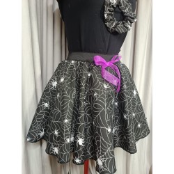Adults Small Handmade Black Spiderweb Tutu With Black Netting & Matching Scrunchie