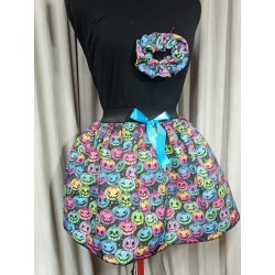 Adults Extra Small Handmade Black Rainbow Pumpkin Tutu With Netting & Matching Scrunchie