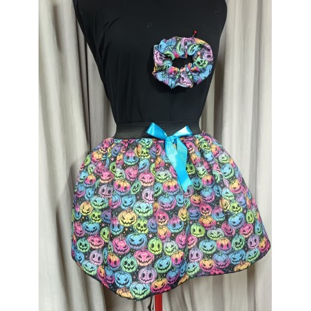 Adults Extra Small Handmade Black Rainbow Pumpkin Tutu With Netting & Matching Scrunchie
