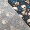 Day of The Dead Royal Blue - Halloween Theme Polycotton Fabric Material - 110cm Wide