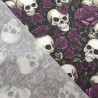 Day of The Dead Purple - Halloween Theme Polycotton Fabric Material - 110cm Wide