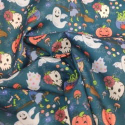 Halloween Witch - Halloween Theme Polycotton Fabric Material - 110cm Wide