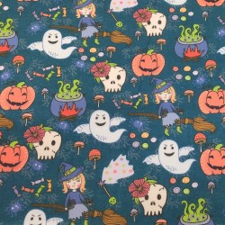 Halloween Witch - Halloween Theme Polycotton Fabric Material - 110cm Wide
