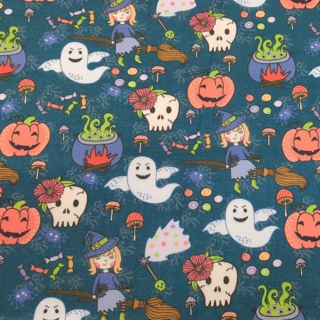 Halloween Witch - Halloween Theme Polycotton Fabric Material - 110cm Wide