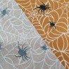 Orange Spiderweb - Halloween Theme Polycotton Fabric Material - 110cm Wide