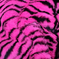 Cerise Tiger Jacquard Fur Fabric - R2 Quality