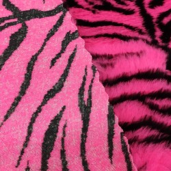 Cerise Tiger Jacquard Fur Fabric - R2 Quality