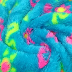 Turquoise Snake & Star Jacquard Fur Fabric - R2 Quality