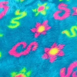 Turquoise Snake & Star Jacquard Fur Fabric - R2 Quality