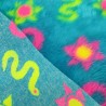 Turquoise Snake & Star Jacquard Fur Fabric - R2 Quality