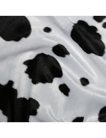 Black Cow Soft Animal Print Velboa Faux Fur Fabric