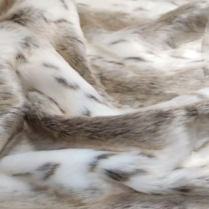 Super Deluxe Luxury Faux Fur Fabric Material - Beige Lynx - High Quality - 1367
