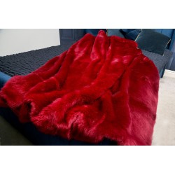 Wine Faux Fur w/ Leopard Velboa Faux Fur - High Quality Super Deluxe Throw