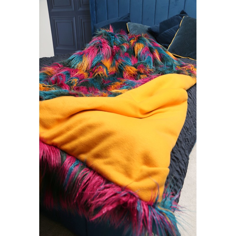 Turquoise Cerise Gold w/ Gold Polar Fleece - High Quality Super Deluxe Throw