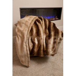 Chinchilla Faux Fur w/ Beige Stripe Lining - High Quality Super Deluxe Throw