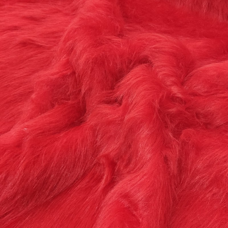 Red Luxury Long Haired Faux Fur Fabric