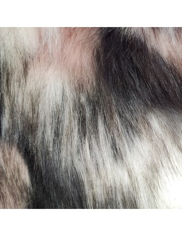 Salmon Black White Super Luxury Faux Fur Fabric