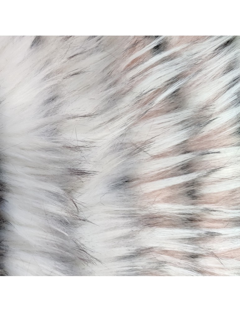 Salmon Black White Stripe Super Luxury Faux Fur Fabric