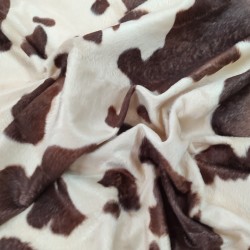 Brown Cow Jacquard Fur Fabric - R2 Quality