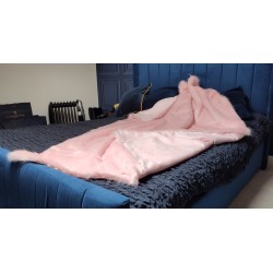 Baby Pink Long Hair 2 Inch With Baby Pink Suede Lining High Quality Super Deluxe Throw