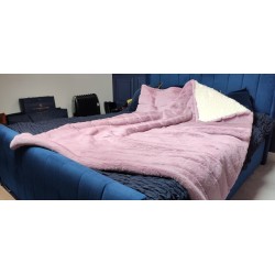 Cherry Striped Faux Fur With Cream Patterned Lining High Quality Super Deluxe Throw