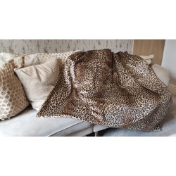 Tan Leopard Faux Fur With Tan Lining High Quality Super Deluxe Throw