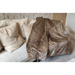 Tan Leopard Faux Fur With Tan Lining High Quality Super Deluxe Throw