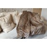 Tan Leopard Faux Fur With Tan Lining High Quality Super Deluxe Throw