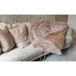Mongolian Tan & White With Oatmeal Lining High Quality Super Deluxe Throw