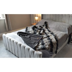 Grey Italian Wolf With Black Polar Fleece Lining - High Quality Super Deluxe Throw