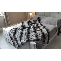 Grey Italian Wolf With Black Polar Fleece Lining - High Quality Super Deluxe Throw